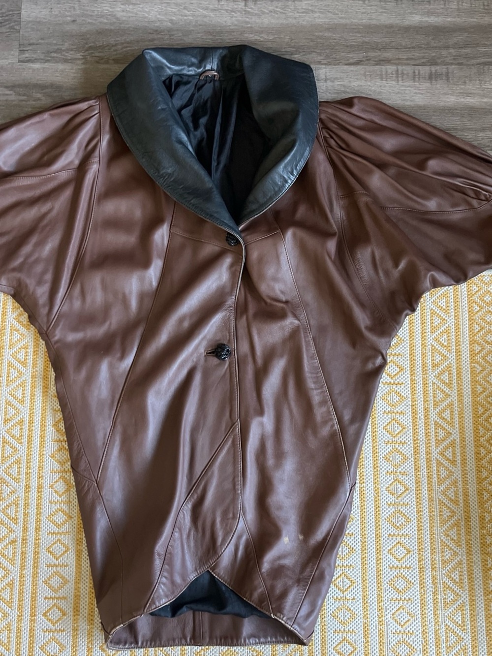 80s batwing leather coat